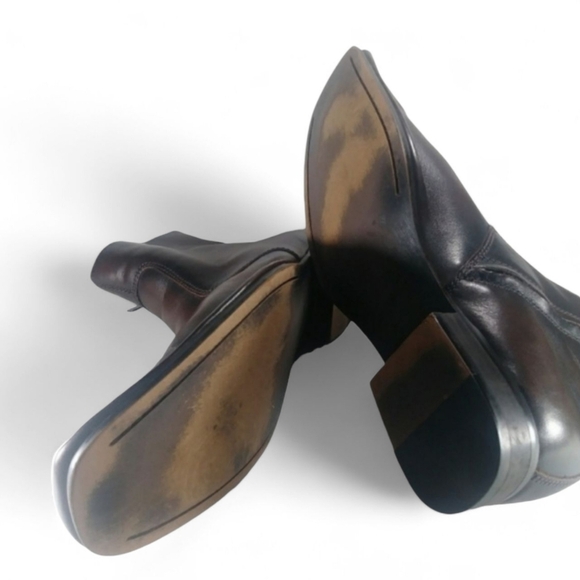 Kenneth Cole Mahogany "Dry Run" Modern Short Boot Square Ankle Brown Leather 9 - Picture 8 of 8